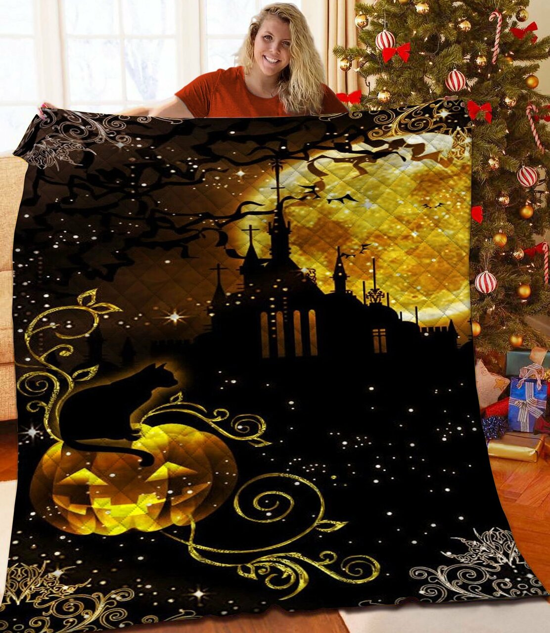Custom Halloween Quilting Bedding Set - Suitable for Home Decoration and Family Gifts