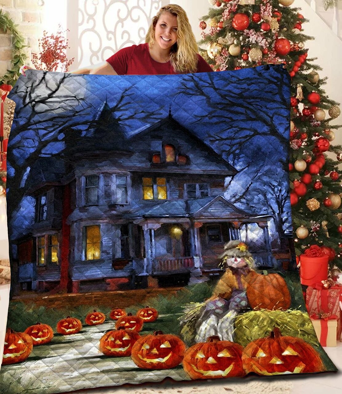 Custom Halloween Quilting Bedding and Pillowcase - Perfect for Bedroom Decor and Family Gifts