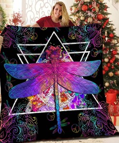 Custom Hippie Dragonfly Quilt Blanket Bedding Set Great for Bedroom Decoration and Family Gifts