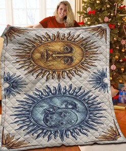 Custom Hippy Sun And Moon Quilt Blanket Bedding Set for Bedroom Decoration and Family Gifts