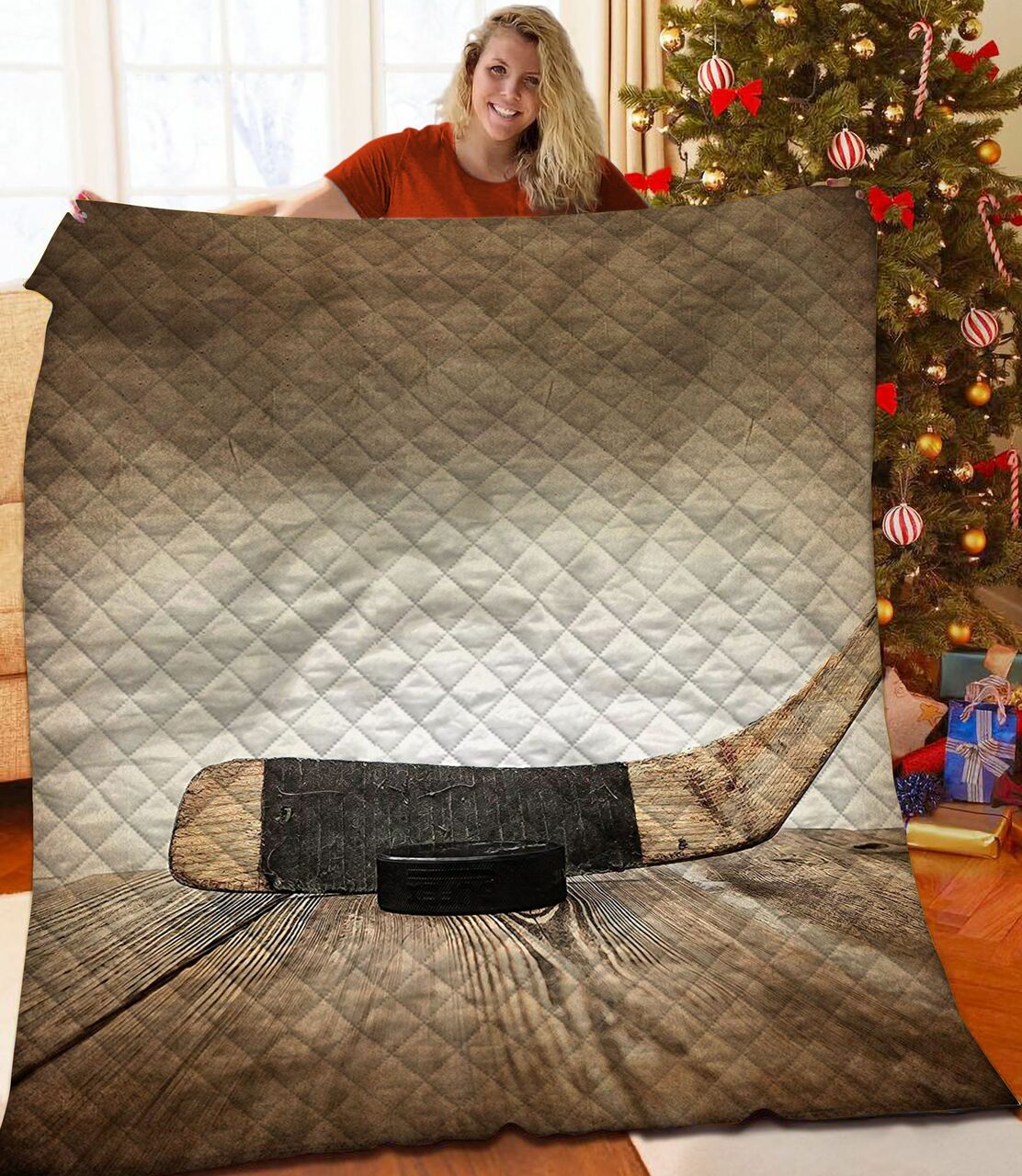 Custom Hockey Quilt Bedding Set - Add Your Own Touch with Name or Quote - Perfect for Bedroom Decor and Picnics