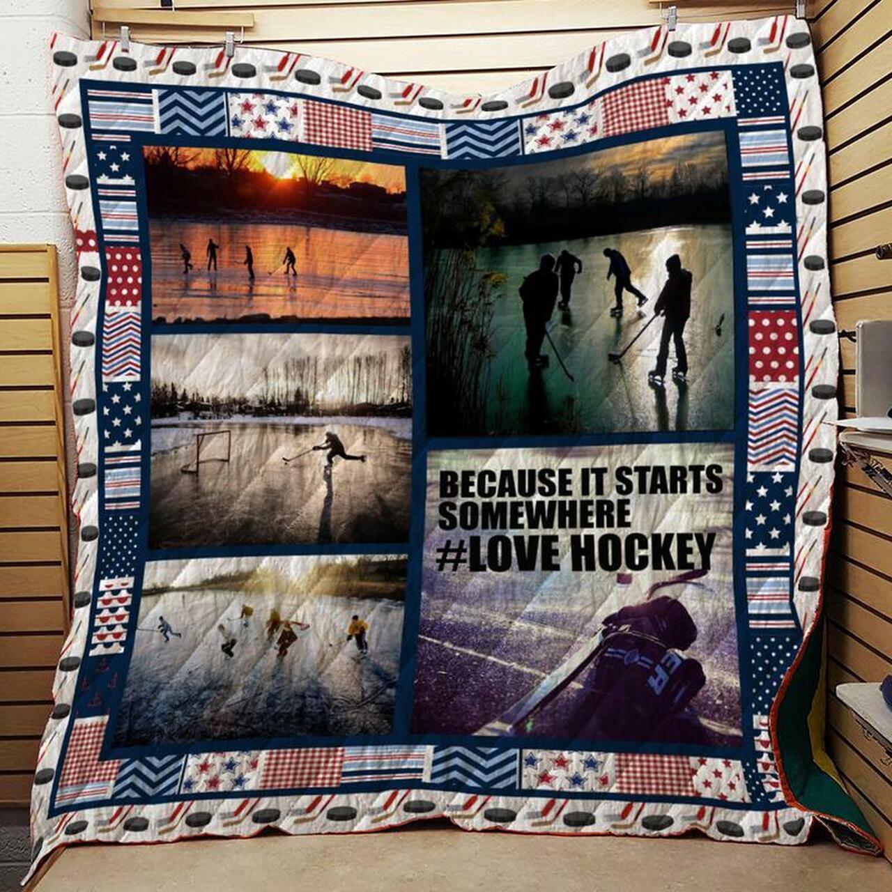 Custom Hockey Quilt Blanket Bedding Set - Ideal for Home Decoration and Family Gifts