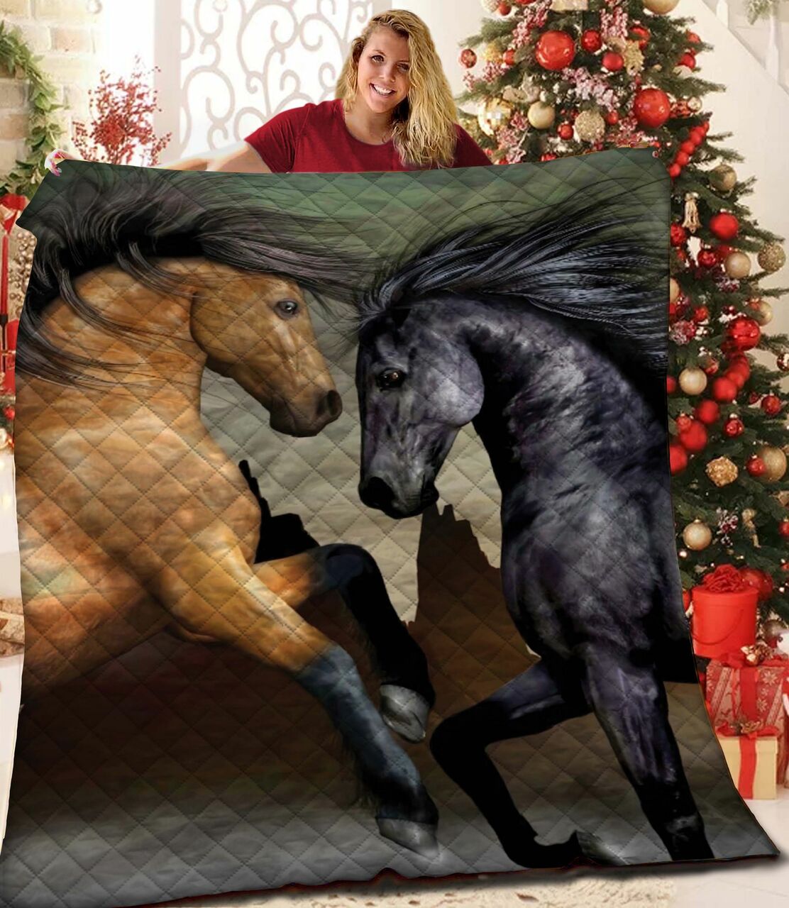 Personalized Riding Horse Quilt Blanket - Couple Riding Horse - Riding Partner For Life - 5NE2CH