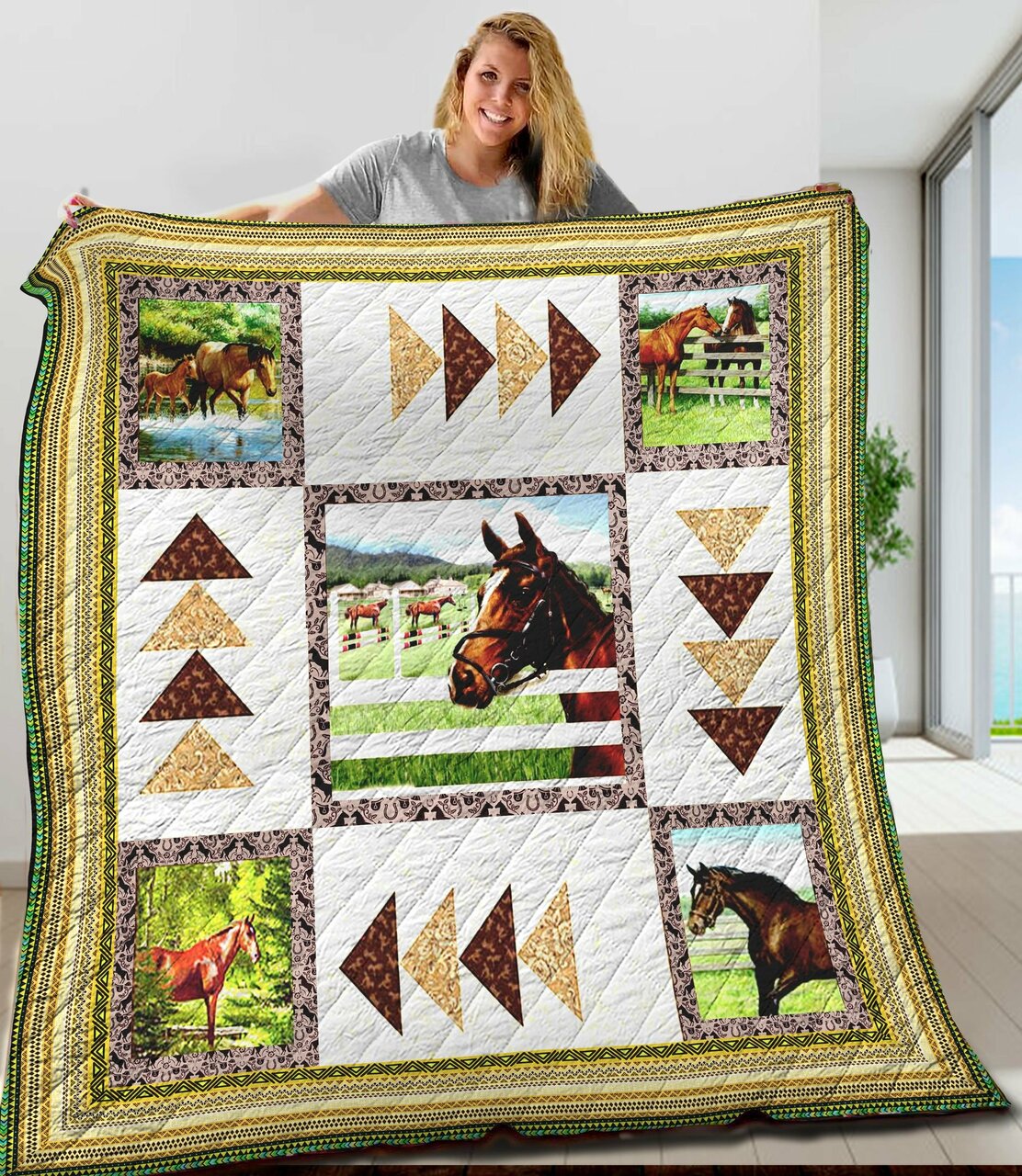 Custom Horse Quilt Bedding Set for a Personalized Bedroom Decor and Meaningful Family Gifts