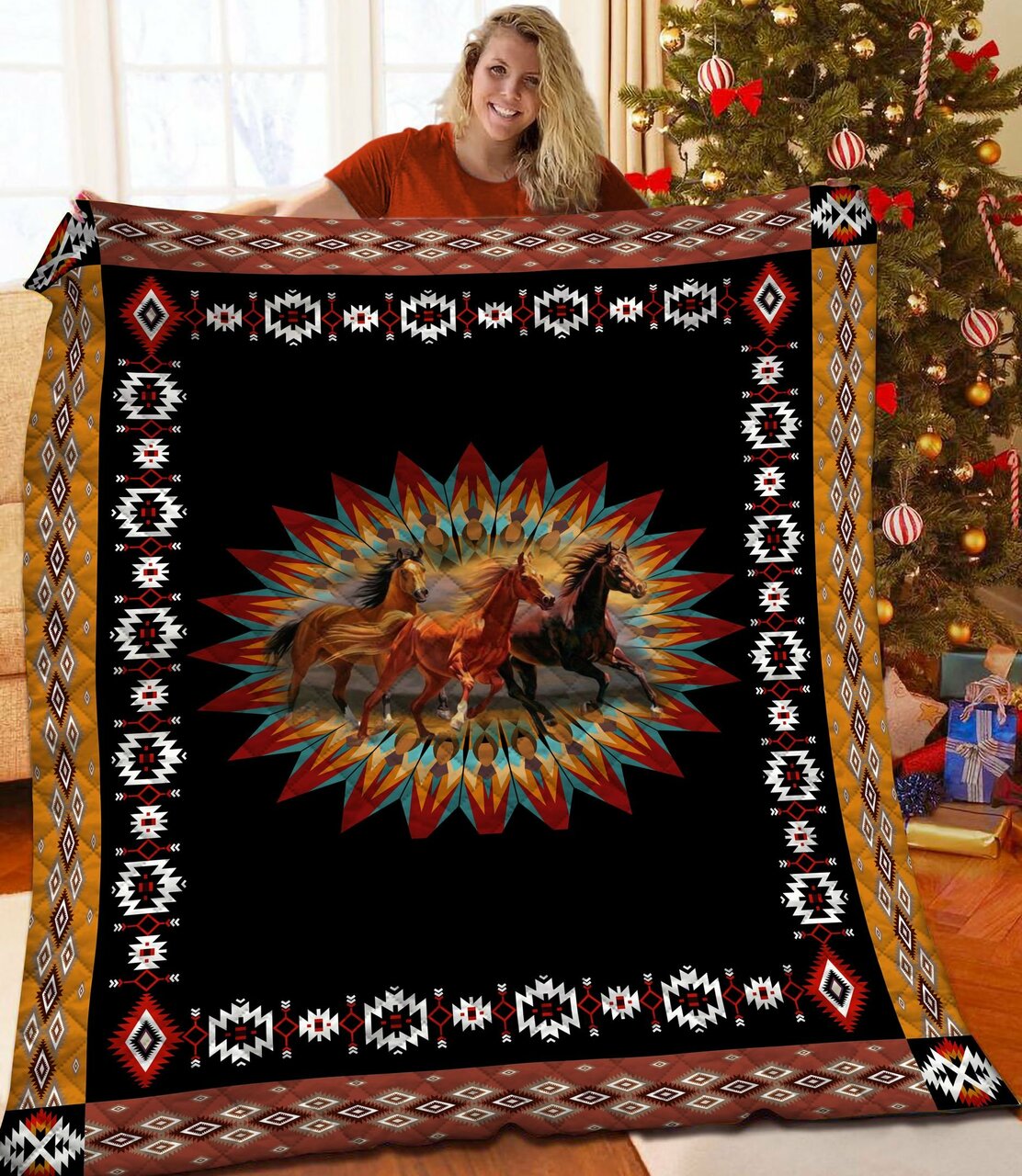 Custom Horse Quilt Bedding Set to Add Your Own Touch to Your Bedroom Decor and Create Memorable Family Gifts