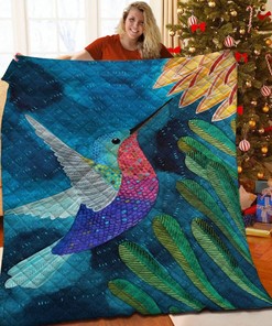 Custom Hummingbird Quilt Blanket Bed Set - Ideal for Bedroom Decor and Family Gifts
