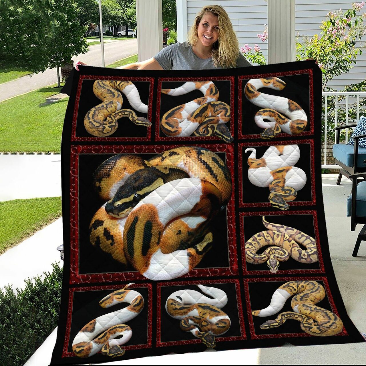 Custom Love Python Like Quilt Bedding Set Blanket for Home Decor and Family Gifts
