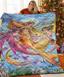 Custom Mermaid Quilt Blanket Bedding Set - Great for Home Decoration and Family Gifts