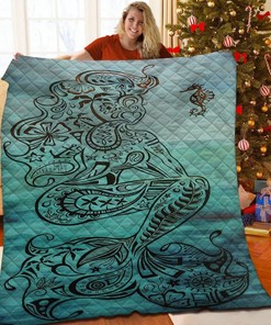 Custom Mermaid Quilt Blanket Bedding Set - Ideal for Home Decoration and Family Gifts