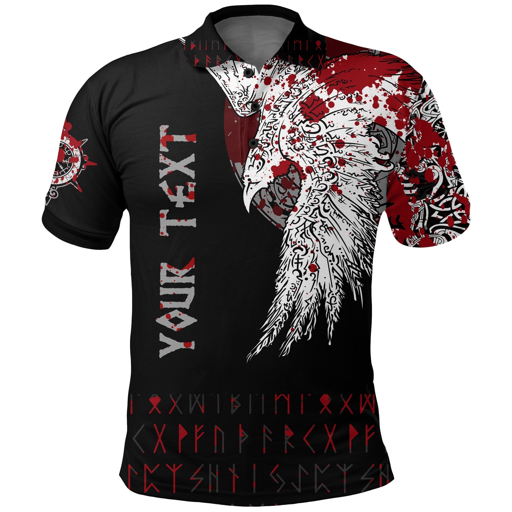 Custom Mystical Raven Tattoo Blood Viking Polo Shirt