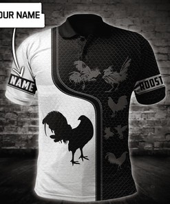 Custom Name B&W Rooster Polo Shirt