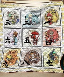 Custom Naruto Chibi Tailed Beast Quilt Bedding Set for Fans and Family Gifts