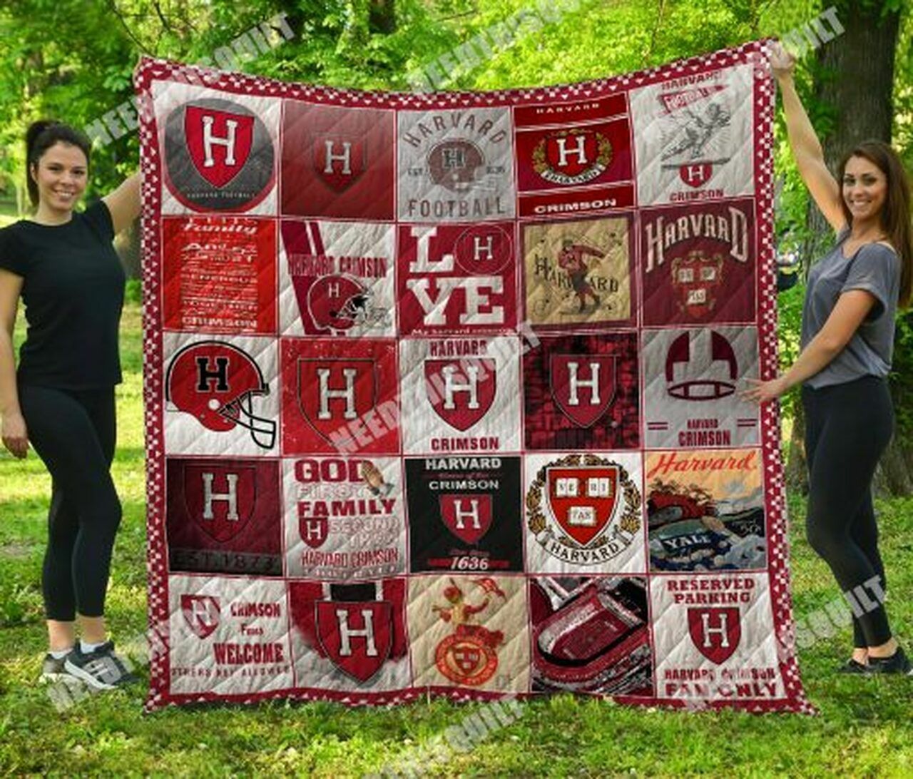 Custom Ncaa Harvard Crimson Quilt Bedding Set Blanket - Great for Bedroom Decoration & Family Gifts