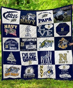 Custom Ncaa Navy Midshipmen Quilt Bedding Set Blanket - Great for Bedroom Decoration & Family Gifts
