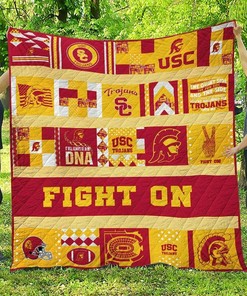 Custom Ncaa Usc Trojans Quilt Bedding Set Blanket for Personalized Home Decor and Family Gifts