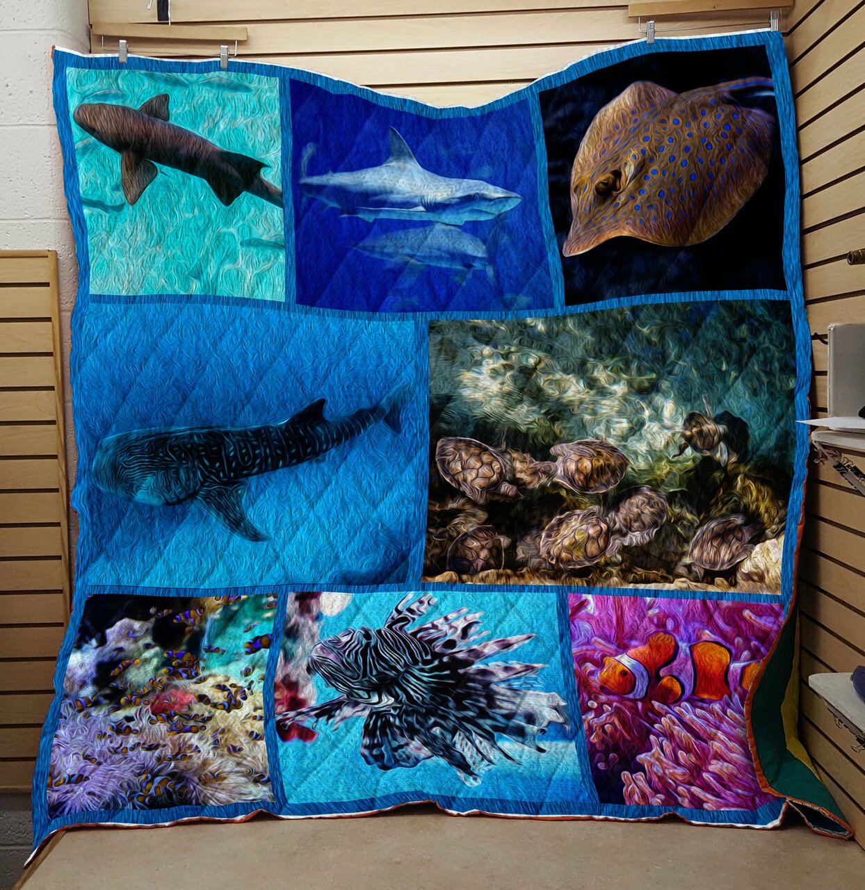 Custom Ocean Style Quilt Blanket Bedding Set - Ideal for Home Decoration and Family Gifts