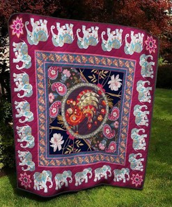 Custom Peacock And Elephant Quilt Bedding Set Blanket - Great for Bedroom Decoration & Family Gifts