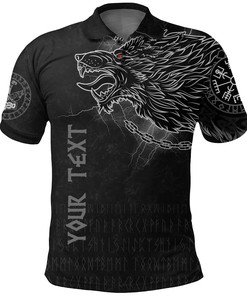 (Custom) Polo Shirt - Fenrir Norse Wolf Thunderstorm