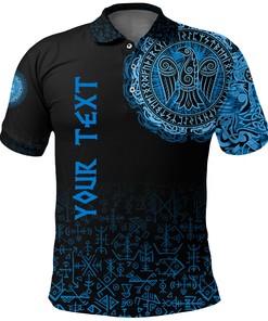 (Custom) Polo Shirt - Raven Celtic Cyan