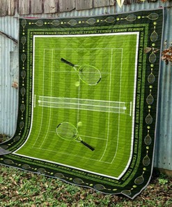 Custom Tennis Court Quilt Bedding Set Great for Bedroom Decor and Family Gifts