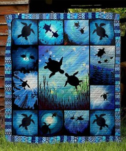 Custom Turtle Quilt Blanket Set Great for Home Decoration and Family Gifts