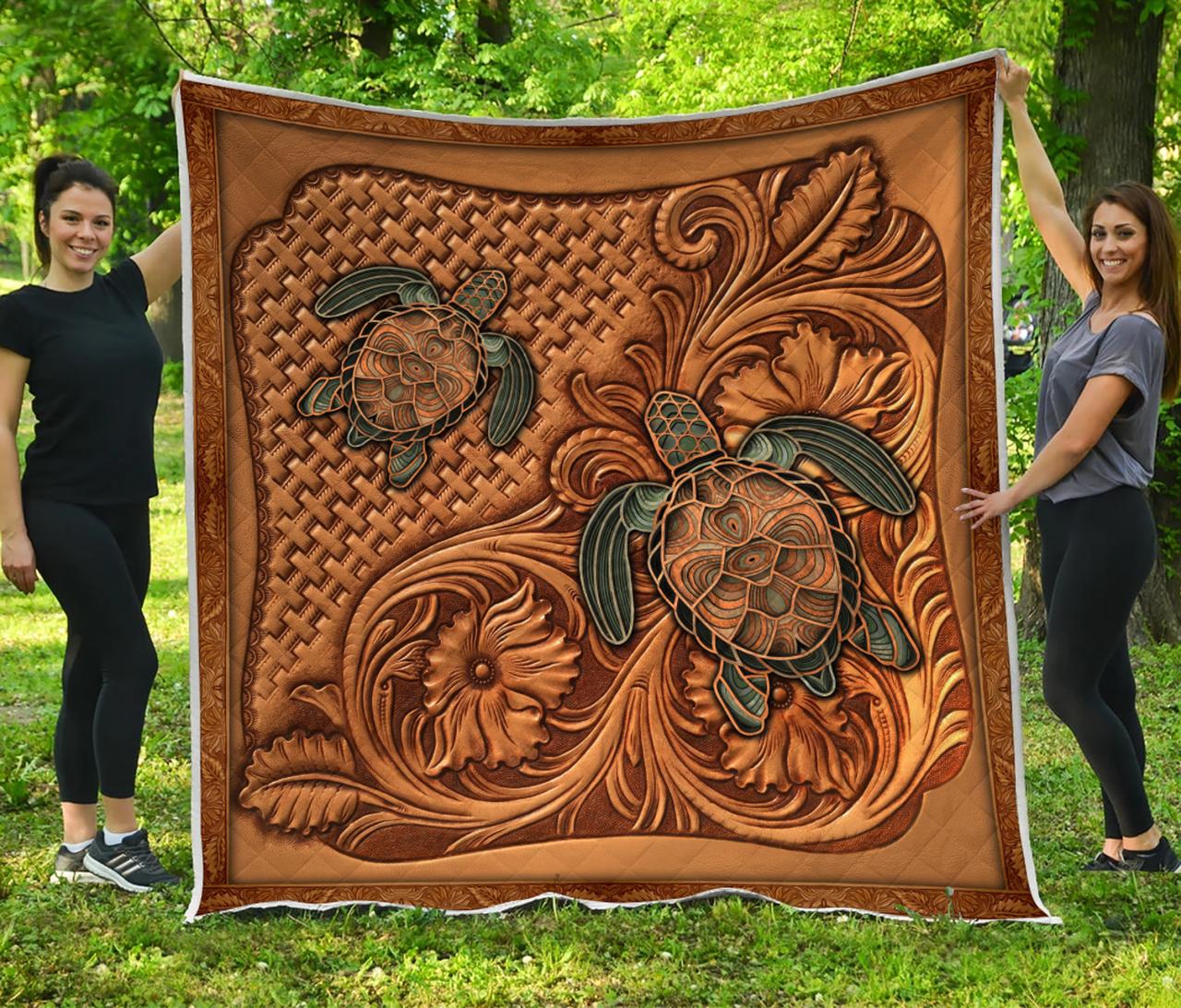 Custom Turtle Quilt Blanket Set - Great for Home Decoration and Family Gifts
