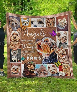 Custom Yorkie Angel Blanket Quilt Bedding Set Perfect for Bedroom Decor and Family Gifts