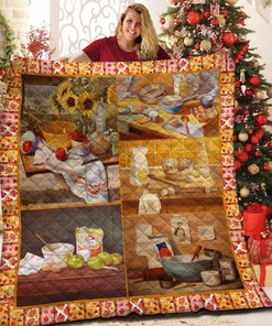 Customizable Baking Quilt Bedding Set with Personalized Name Option, Great for Kitchen Decor and Family Gifts