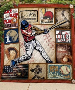 Customizable Baseball Quilt Bedding Set with Name or Quote for Bedroom Decor
