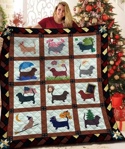 Customizable Basset Hound Quilt Blanket Set, Great for Bedroom Decoration and Family Gifts