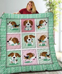 Customizable Beagle Quilt Blanket Set with 2 Pillowcases for Home Decor