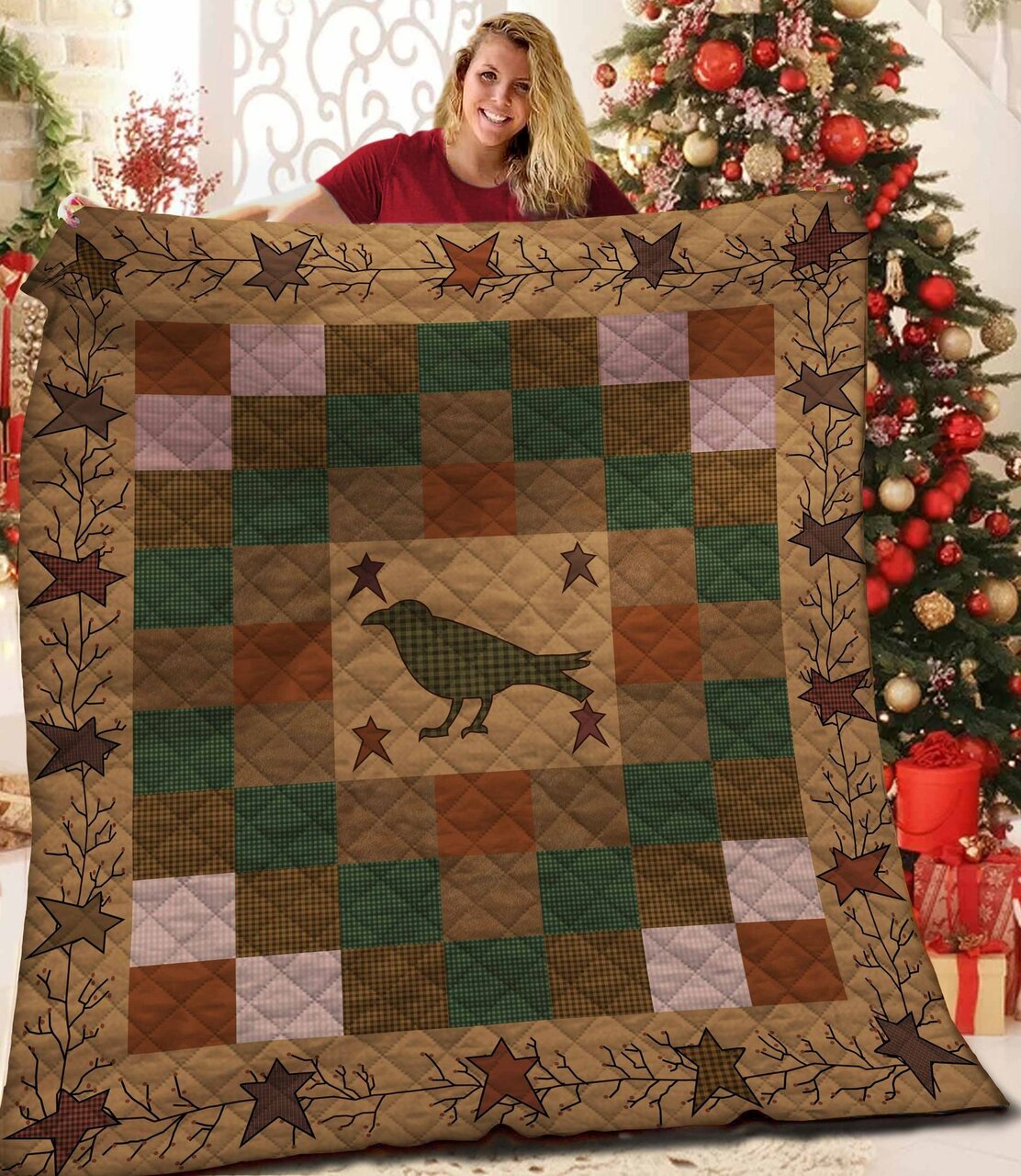 Customizable Bird Quilt Bedding Set for Home Decoration and Picnic Enthusiasts