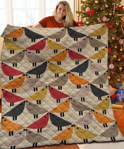 Customizable Bird Quilt Bedding Set with Optional Pillowcases for Home Decoration