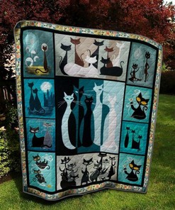 Customizable Black Cat Smoking Quilt Bedding Set Blanket - Great for Bedroom Decor and Family Gifts