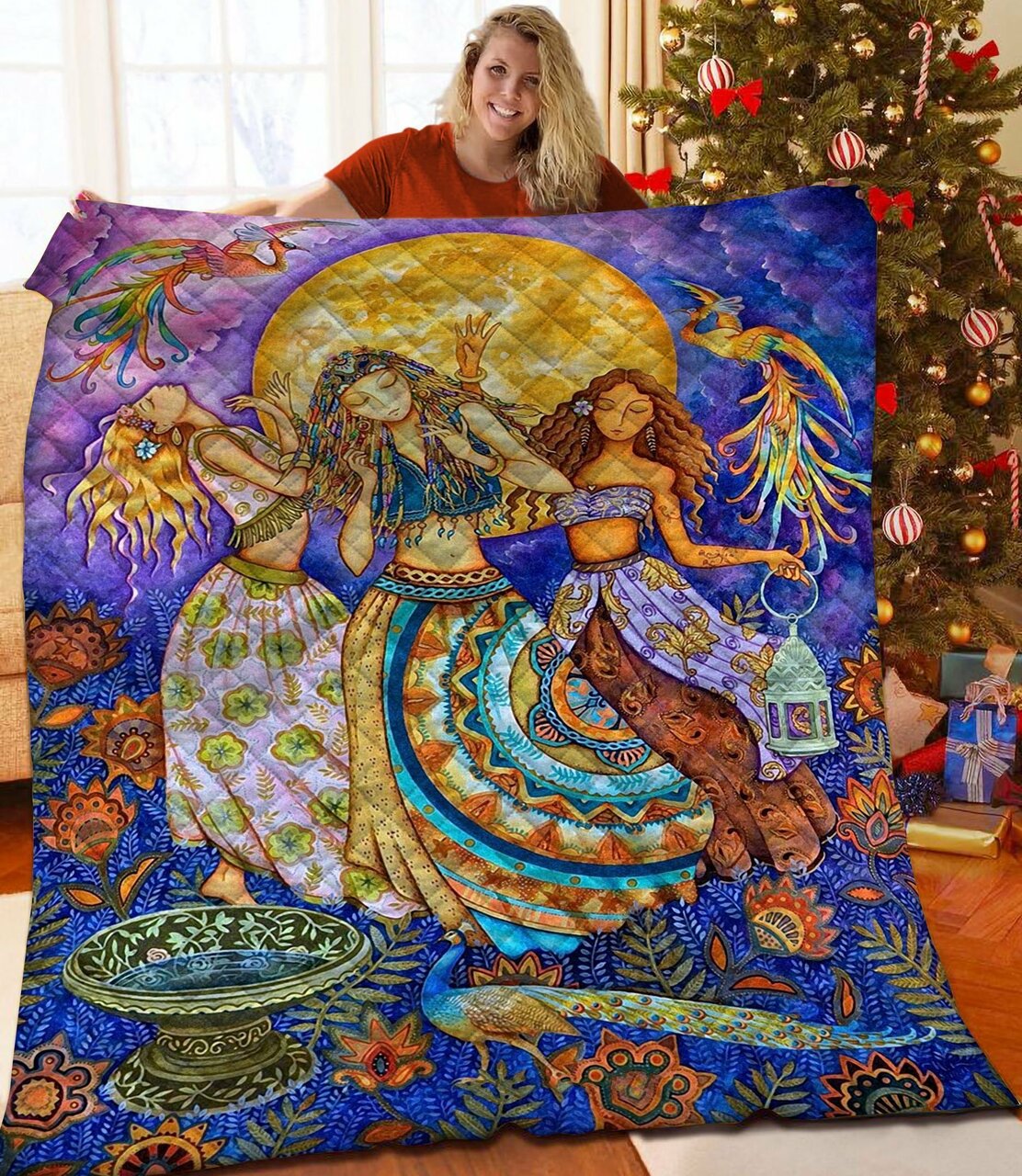Customizable Bohemian Quilt Bedding Set - Ideal for Family Gifts and Bedroom Decor