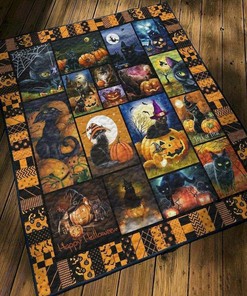 Customizable Cat Halloween Quilt Bedding Set for Home Decoration, Great Family Gifts
