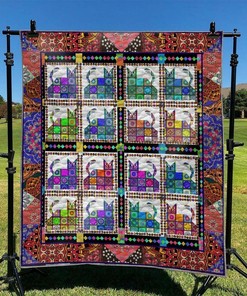 Customizable Cat Themed Quilt Bedding Set for Home Decor and Picnic