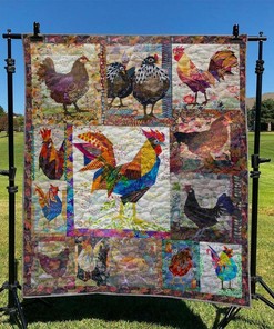 Customizable Chicken Quilt Bed Set Blanket with Name or Quote for Home Decoration, Picnic, and Gifts for Family