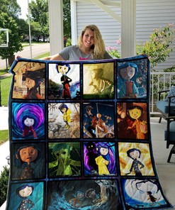 Customizable Coraline Poster Quilt Bed Set Blanket for Home Decor and Gifts for Family