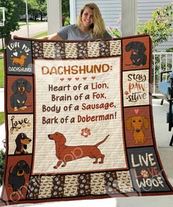 Customizable Dachshund Dog Quilt Bed Set Blanket for Home Decor and Gifts for Family