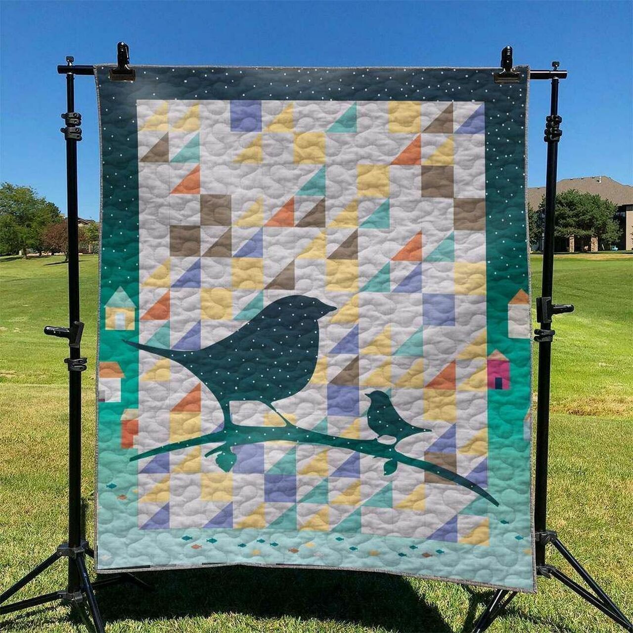 Customizable Dog Quilt Bedding Set for Home Decoration and Picnic, Personalized Gifts for Family