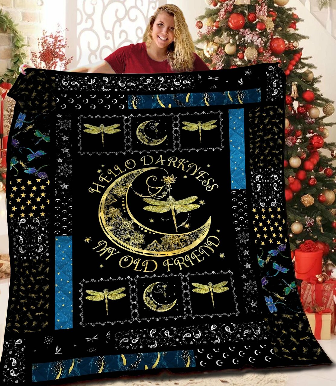 Customizable Dragonfly Wicca Quilt Bed Set Blanket for Home Decor and Gifts for Family