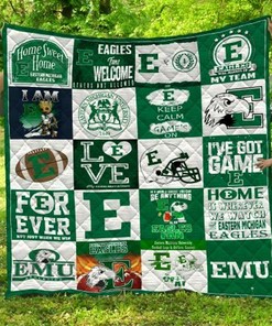 Customizable Eastern Michigan Eagles Quilt Bed Set Blanket for Family Gifts