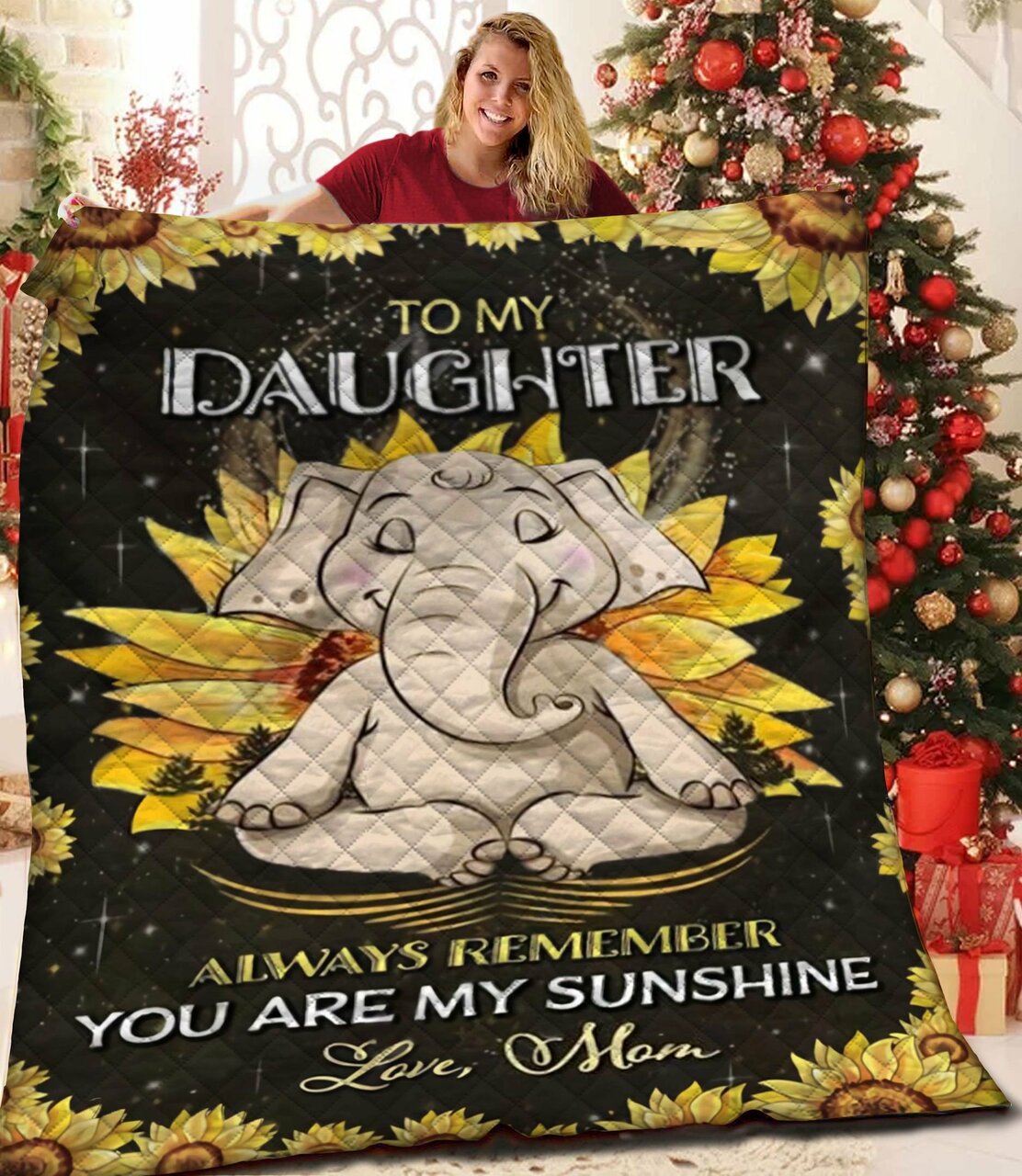 Customizable Elephant Hippie Quilt Bed Set Blanket for Home Decor and Gifts for Family