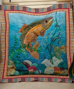 Customizable Fishing: Riddle Quilt Bedding Set Blanket for Home Decor and Gifts for Family