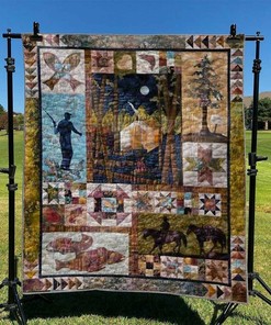 Customizable Fishing Themed Quilt Bedding Set for the Bedroom, Great Gifts for Family