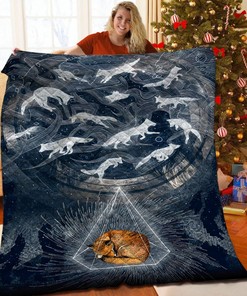 Customizable Fox Quilt Bedding Set with 2 Pillowcases, Perfect for Family Gifts
