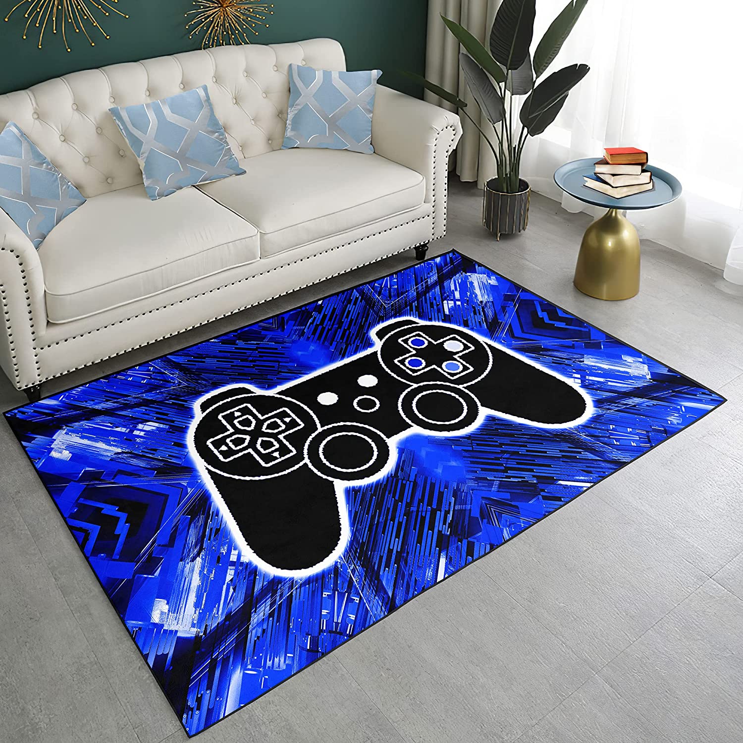 Customizable Gamepad Controller Area Rug with Personalized Name or Sentence, for Home Decoration