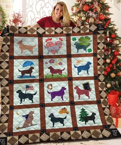 Customizable Golden Retriever Quilt Blanket Set for Your Cozy Home Decoration - Gifts for Family