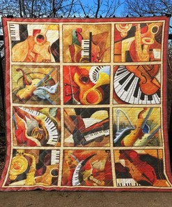 Customizable Guitar Quilt Bedding Set Blanket - Perfect for Bedroom Decor and Family Gifts